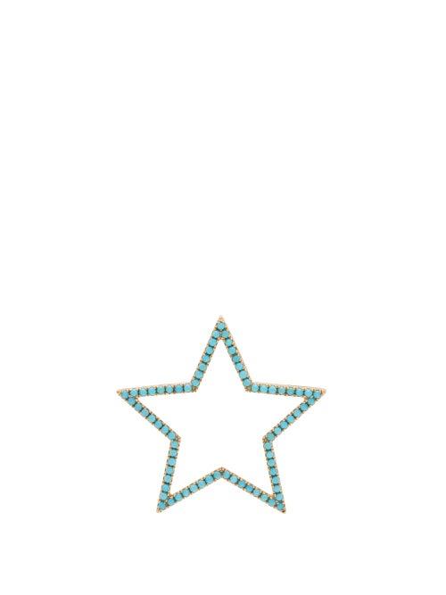 Matchesfashion.com Rosa De La Cruz - Turquoise And 18kt Gold Star Pendant - Womens - Blue Gold