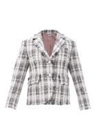Matchesfashion.com Thom Browne - Shrunken Checked Chenille-tweed Suit Jacket - Womens - Grey