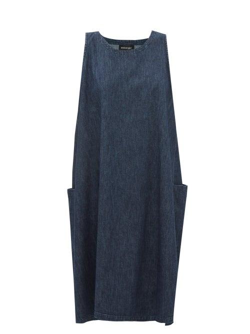 Eskandar - Sleeveless Denim Dress - Womens - Dark Denim