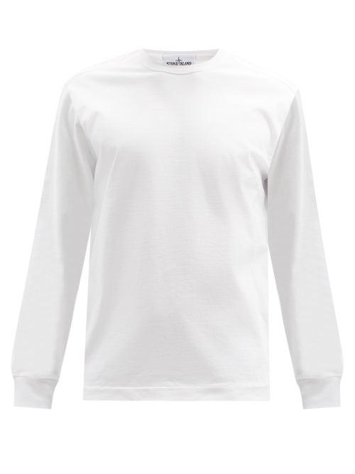 Matchesfashion.com Stone Island - Logo-patch Garment-dyed Cotton-jersey Sweatshirt - Mens - White