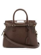 Maison Margiela - 5ac Medium Leather And Canvas Handbag - Womens - Dark Brown
