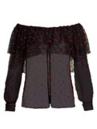 Matchesfashion.com Rodarte - Off The Shoulder Tulle Blouse - Womens - Black Multi