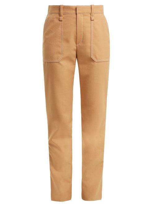 Matchesfashion.com Chlo - Mid Rise Straight Leg Crepe Trousers - Womens - Beige