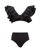 Ladies Beachwear Maygel Coronel - Mila Ruffled High-rise Bikini - Womens - Black