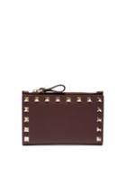 Matchesfashion.com Valentino - Rockstud Leather Card And Coin Purse - Womens - Burgundy