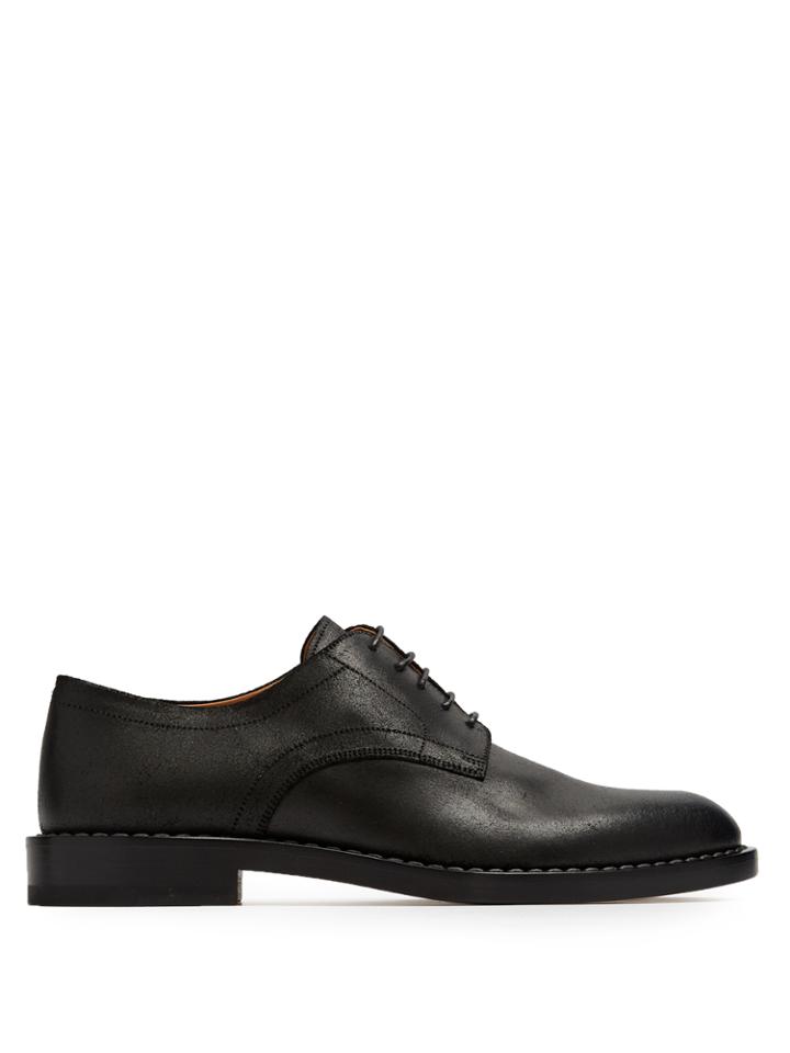 Maison Margiela Brushed-effect Leather Derby Shoes