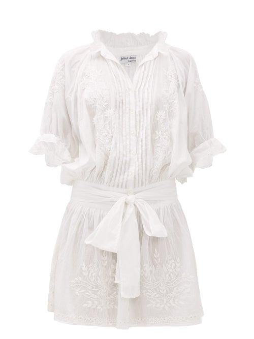 Matchesfashion.com Juliet Dunn - Sequin-embroidered Cotton Midi-dress - Womens - White