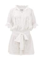 Matchesfashion.com Juliet Dunn - Sequin-embroidered Cotton Midi-dress - Womens - White