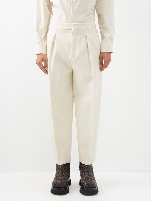 Zegna - Pleated Wool-twill Tailored Trousers - Mens - White