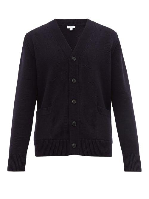 Matchesfashion.com Sunspel - Heavyweight Merino Wool Cardigan - Mens - Navy
