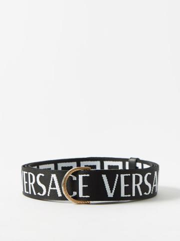 Versace - D-ring Logo-jacquard Belt - Mens - Black White