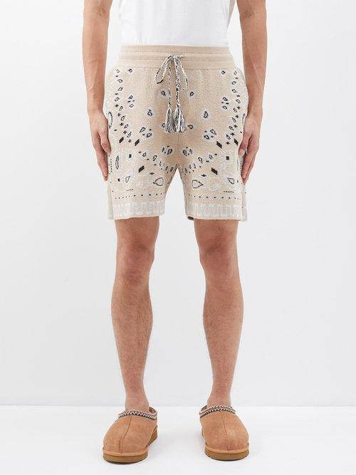 Alanui - Bandana-jacquard Cotton-blend Shorts - Mens - Cream