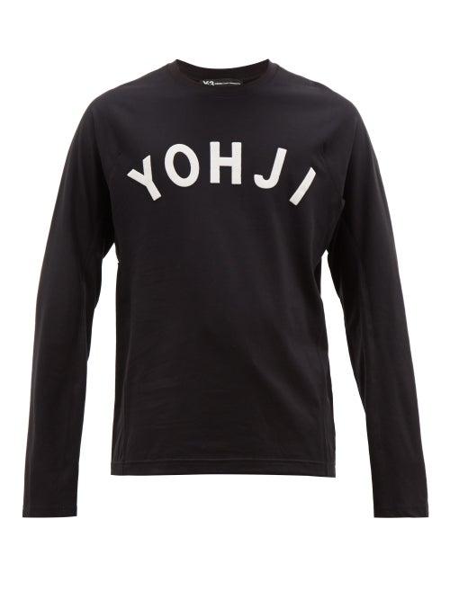 Matchesfashion.com Y-3 - Yohji Letters Long Sleeved Cotton T Shirt - Mens - Black White