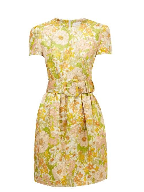 Matchesfashion.com Zimmermann - Super Eight Belted Floral-brocade Mini Dress - Womens - Pink Multi