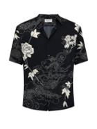 Saint Laurent - Floral-print Voile Shirt - Mens - Black White