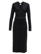 Raey - V-neck Wool-jersey Dress - Womens - Black