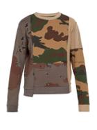 Matchesfashion.com Off-white - Reconstructed Camouflage Cotton Sweatshirt - Mens - Khaki