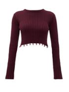 Matchesfashion.com Staud - Beaded Cropped Cotton Sweater - Womens - Brown
