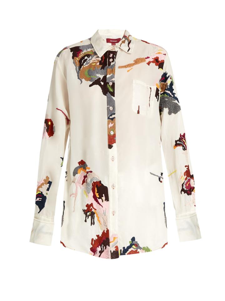 Sies Marjan Camouflage-embroidered Silk-gazar Shirt