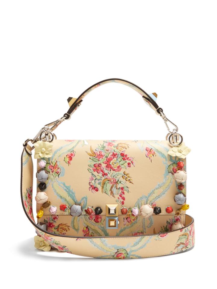 Fendi Kan I Floral-print Leather Shoulder Bag
