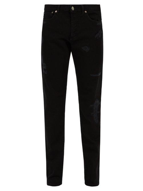 Matchesfashion.com Givenchy - Distressed Slim Fit Jeans - Mens - Black