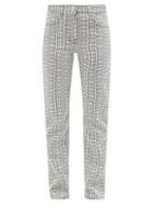 Ladies Rtw Givenchy - 4g-jacquard Straight-leg Canvas Trousers - Womens - White Black