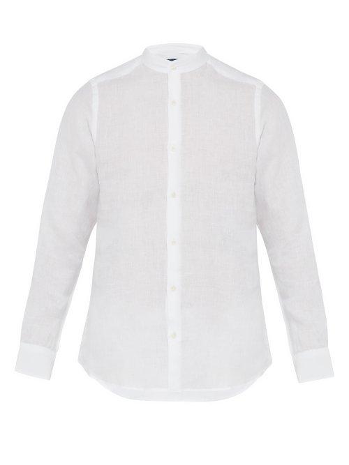 Matchesfashion.com Frescobol Carioca - Mandarin Collar Linen Shirt - Mens - White