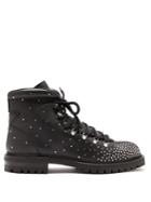 Valentino Rockstud-embellished Lace-up Leather Boots