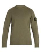 Matchesfashion.com Stone Island - Crew Neck Wool Blend Sweater - Mens - Khaki