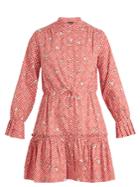 Saloni Billie Hand-print Checked-cotton Dress