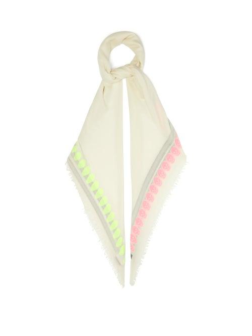 Matchesfashion.com Alexander Mcqueen - Neon-skull Wool-blend Scarf - Womens - Pink Multi