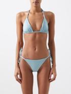 Fendi - Fendirama Ff-logo Reversible Triangle Bikini - Womens - Blue Print