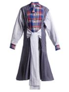 Matchesfashion.com Loewe - Tie Front Plaid And Stripe Panel Cotton Dress - Womens - Blue White