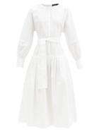 Matchesfashion.com Proenza Schouler - Pleated Cotton-blend Canvas Dress - Womens - White
