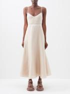 Gabriela Hearst - Bernini Pleated Linen-blend Dress - Womens - Beige