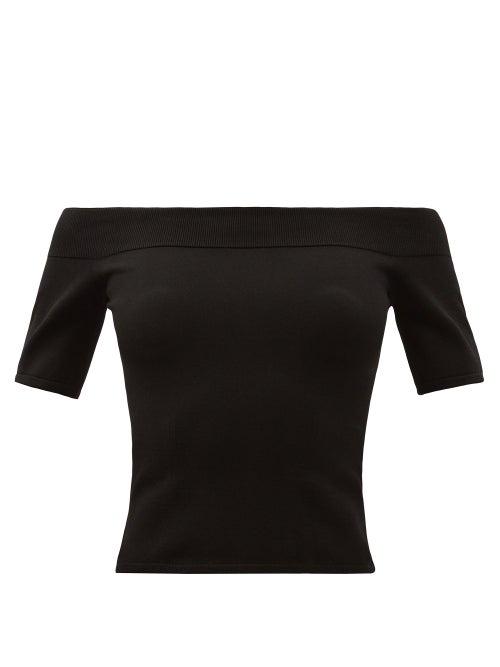 Ladies Rtw Alexander Mcqueen - Off-the-shoulder Stretch-knit Top - Womens - Black