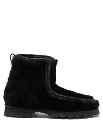 Hereu - Armenta Shearling And Leather Ankle Boots - Womens - Black