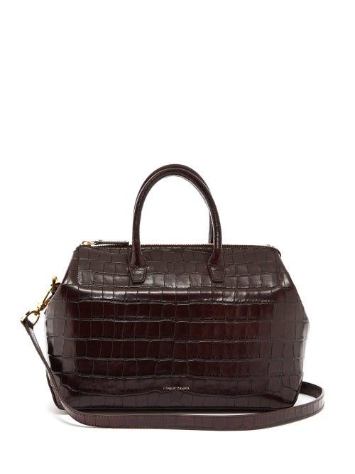 Matchesfashion.com Mansur Gavriel - Travel Mini Crocodile-effect Leather Bag - Womens - Brown