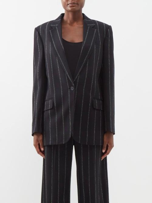 Stella Mccartney - Boyfriend Pinstriped-wool Suit Jacket - Womens - Black