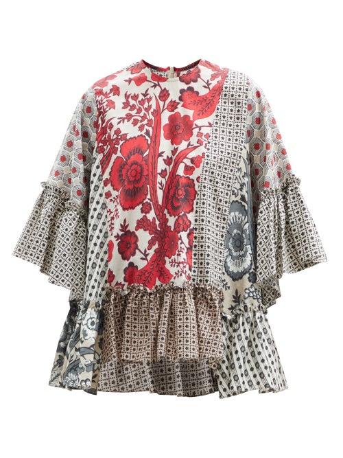 Matchesfashion.com Biyan - Sello Patchwork Cotton Blouse - Womens - Red Multi