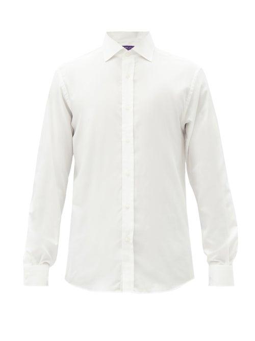 Matchesfashion.com Ralph Lauren Purple Label - Cotton-flannel Shirt - Mens - Cream