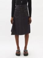 Junya Watanabe - Glittered Denim Skirt - Womens - Indigo
