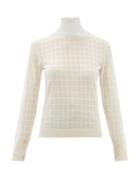 Matchesfashion.com Chlo - Roll Neck Windowpane Check Jacquard Sweater - Womens - White