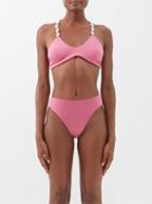 Maygel Coronel - Atenas Baroque-pearl Straps High-rise Bikini - Womens - Magenta