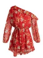 Matchesfashion.com Zimmermann - Corsair Iris Floral Print Silk Georgette Playsuit - Womens - Red Multi