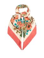 Matchesfashion.com Gucci - Floral Print And Jacquard Silk Scarf - Womens - Pink