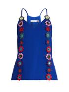 Matchesfashion.com Mary Katrantzou - Osbourne Floral Lace Embellished Crepe Cami Top - Womens - Blue