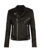 Matchesfashion.com Balmain - Coin Embossed Leather Biker Jacket - Mens - Black