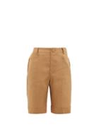 Matchesfashion.com Albus Lumen - Lumen High-rise Raw-edge Linen Shorts - Womens - Camel