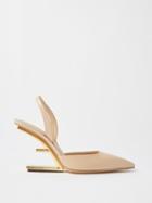 Fendi - Fendi First 95 F-heel Leather Pumps - Womens - Powder